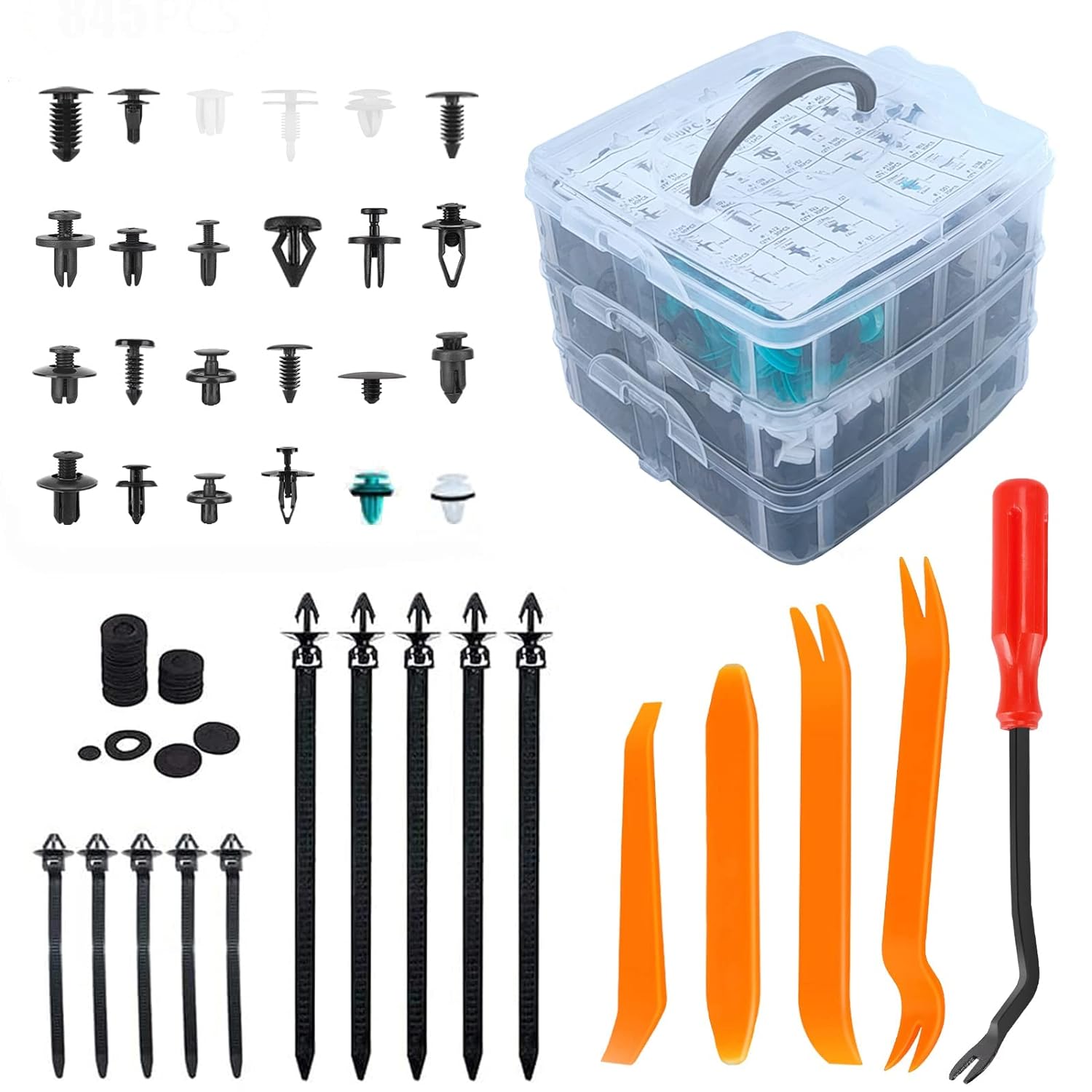 HTOMT 970PCS Bumper Retainer Clips Plastic Car Clips 31 Most Popular Sizes Rivets Push Pins Automotive Fasteners Fender Clips Door Panel Trim Clips Kit for Toyota GM Ford Honda Acura Chrysler - Image 1